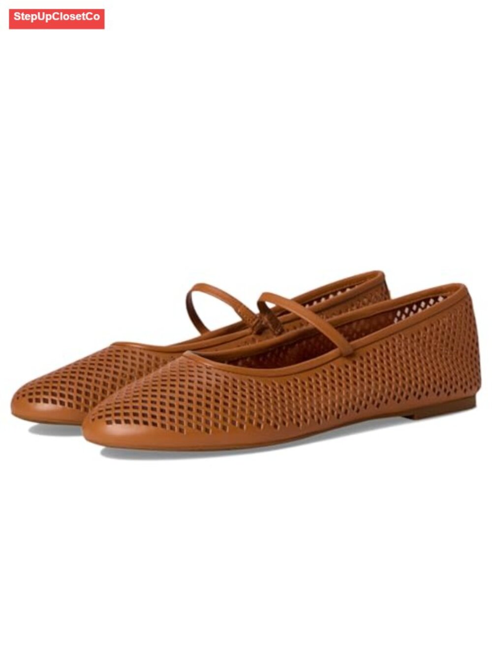 Perforated Leather Mary Jane Flats